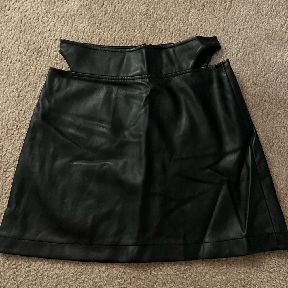 Leather Cut Out Skirt